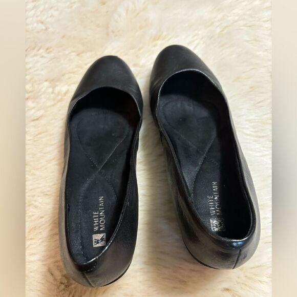 White Mountain Black Leather Ballet Wedges size 8 - Picture 6 of 8
